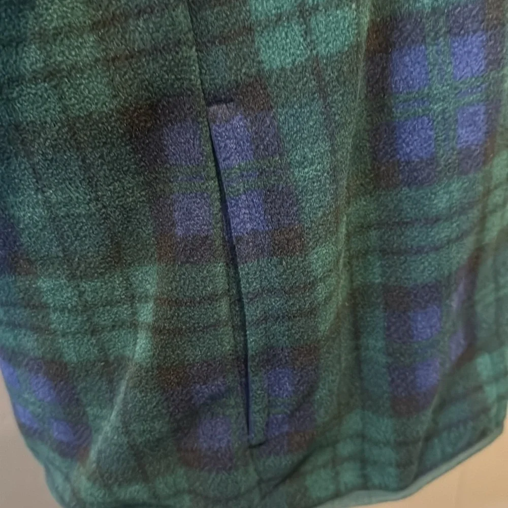 Women's Lands' End Heritage Quarter-Snap Fleece Pullover Small Plaid Pockets